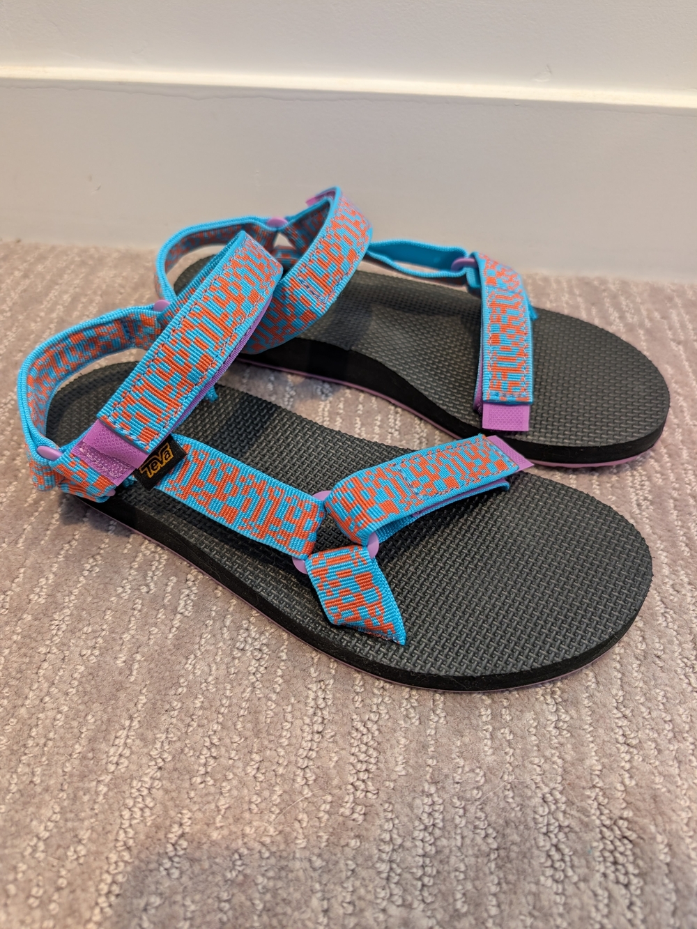 Blue/Orange/Purple Geometric/Digital Patterned Tevas
